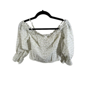 Women’s Long-Sleeve Smocked Bodice Floral Off-Shoulder Blouse w/Bell Cuffs